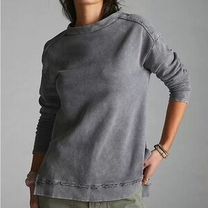 Anthropologie Pilcro Imogen Sun Washed Oversized Sweatshirt Gray XS